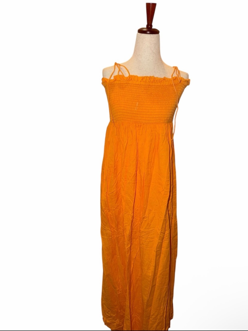 Boohoo Orange Smocked Maxi Dress